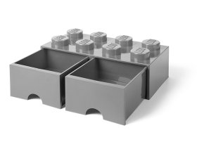 Cutie depozitare LEGO 2x4 cu sertare, gri
