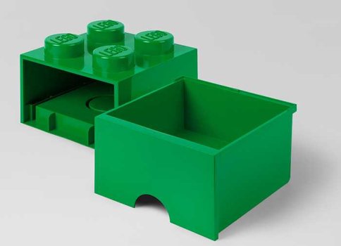 Cutie depozitare LEGO 2x2 cu sertar, verde