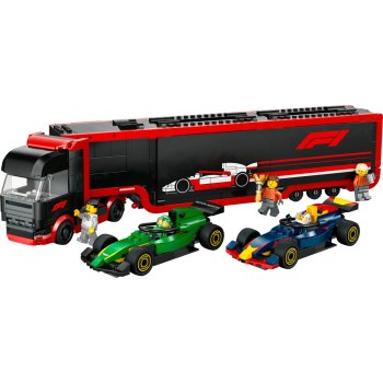 Camion F1 cu masinile F1 RB20 si AMR24