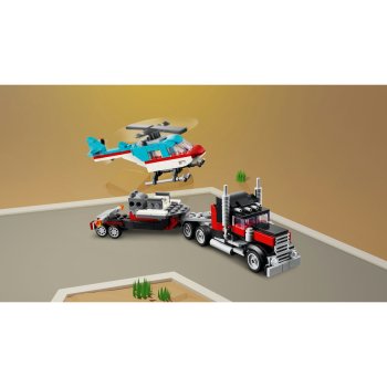 Camioneta cu platforma si elicopter