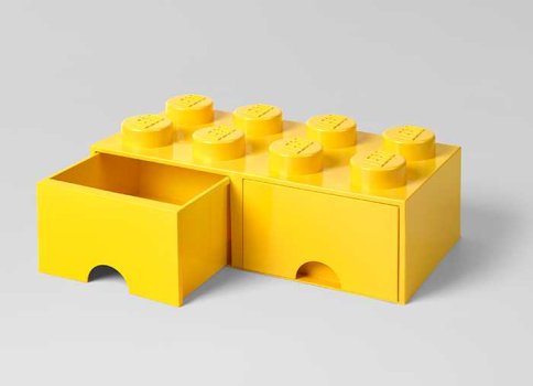 Cutie depozitare LEGO 2x4 cu sertare, galben