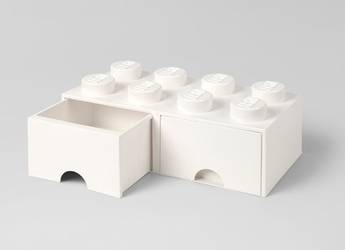 Cutie depozitare LEGO 2x4 cu sertare, alb