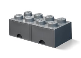 Cutie depozitare LEGO 2x4 cu sertare, gri inchis