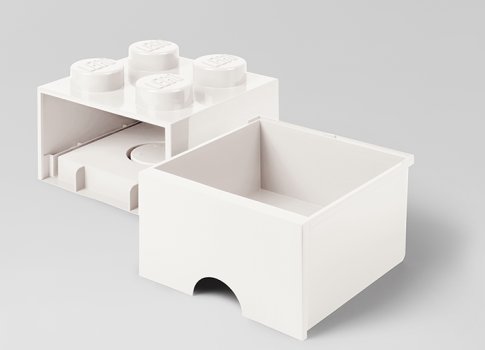Cutie depozitare LEGO 2x2 cu sertar, alb