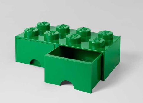 Cutie depozitare LEGO 2x4 cu sertare, verde