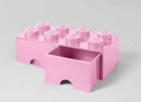 Cutie depozitare LEGO 2x4 cu sertare, roz