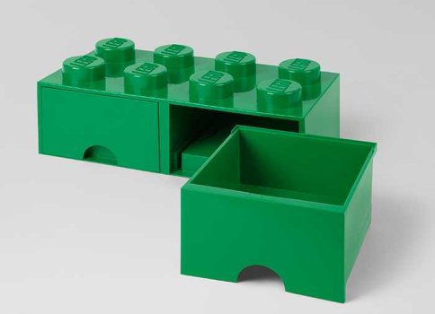 Cutie depozitare LEGO 2x4 cu sertare, verde