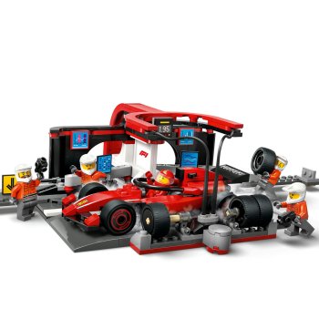 Boxa si mecanici F1 cu masina Ferrari