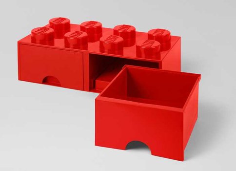 Cutie depozitare LEGO 2x4 cu sertare, rosu
