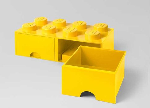 Cutie depozitare LEGO 2x4 cu sertare, galben