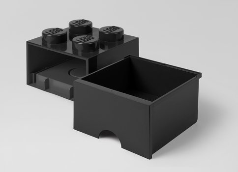 Cutie depozitare LEGO 2x2 cu sertar, negru