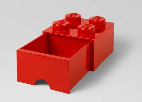 Cutie depozitare LEGO 2x2 cu sertar, rosu