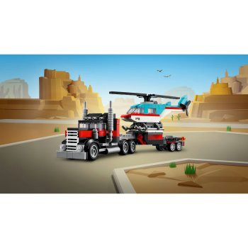 Camioneta cu platforma si elicopter