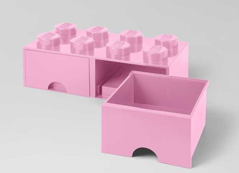 Cutie depozitare LEGO 2x4 cu sertare, roz