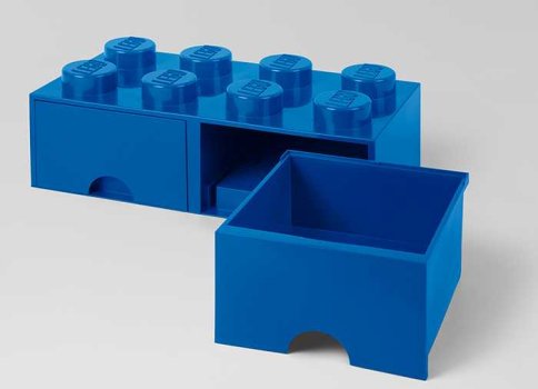 Cutie depozitare LEGO 2x4 cu sertare, albastru