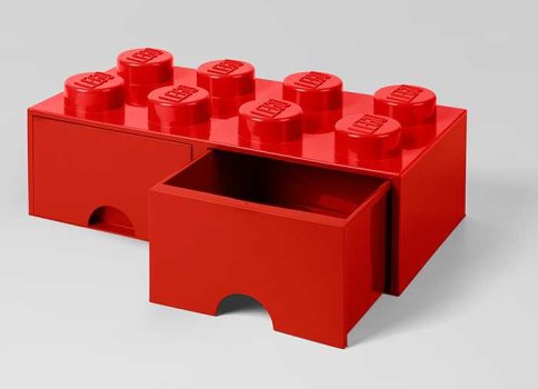 Cutie depozitare LEGO 2x4 cu sertare, rosu