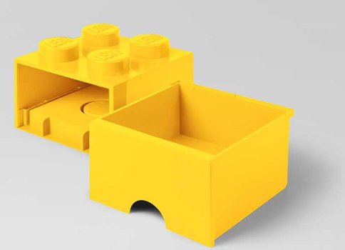 Cutie depozitare LEGO 2x2 cu sertar, galben