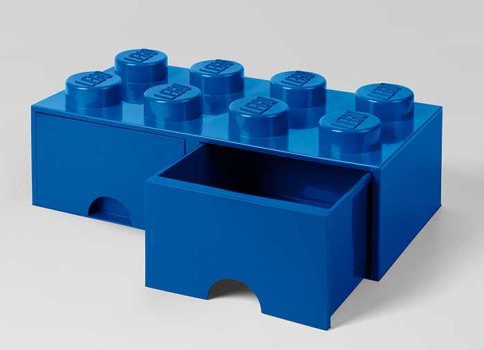 Cutie depozitare LEGO 2x4 cu sertare, albastru