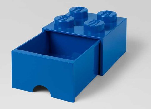 Cutie depozitare LEGO 2x2 cu sertar, albastru