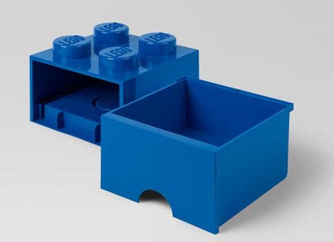 Cutie depozitare LEGO 2x2 cu sertar, albastru