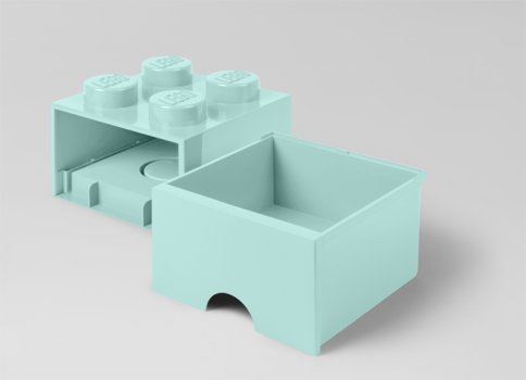Cutie depozitare LEGO 2x2 cu sertar, aqua