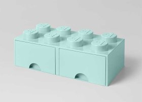 Cutie depozitare LEGO 2x4 cu sertare, aqua
