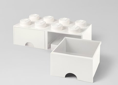 Cutie depozitare LEGO 2x4 cu sertare, alb