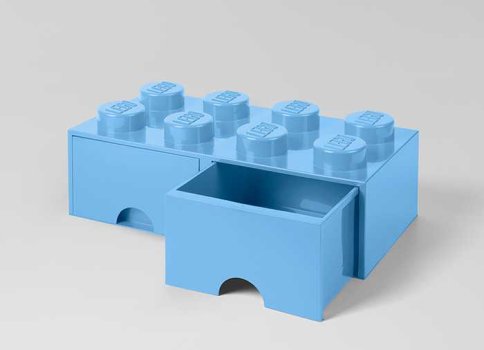 Cutie depozitare LEGO 2x4 cu sertare, albastru deschis