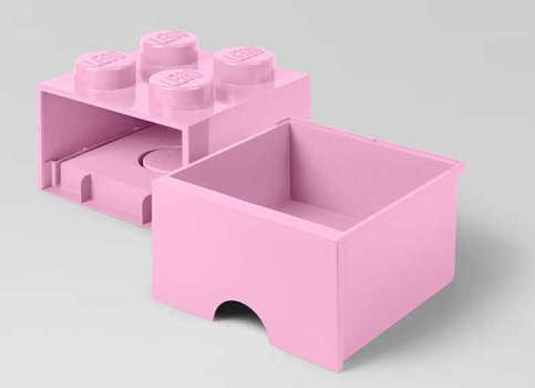 Cutie depozitare LEGO 2x2 cu sertar, roz
