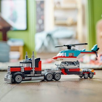 Camioneta cu platforma si elicopter