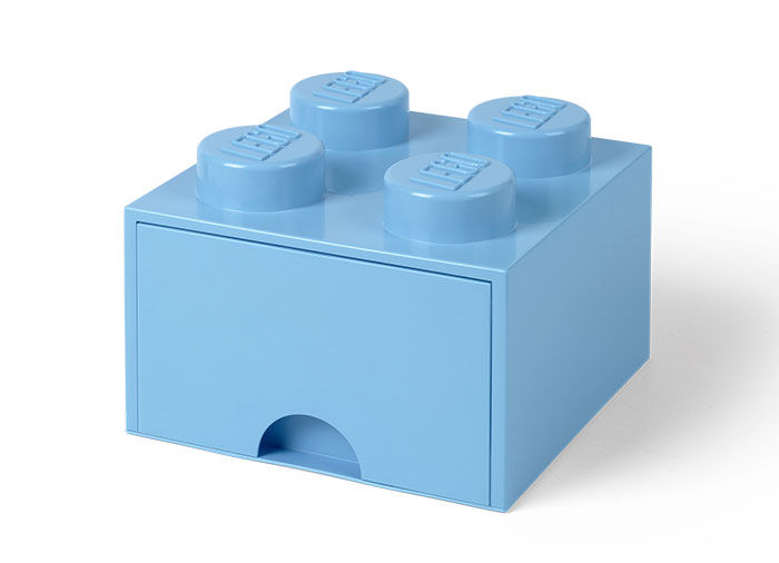 Cutie depozitare LEGO 2x2 cu sertar, albastru deschis