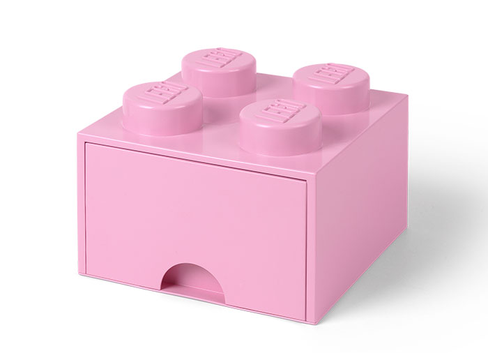 Cutie depozitare LEGO 2x2 cu sertar, roz