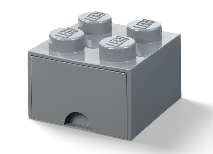 Cutie depozitare LEGO 2x2 cu sertar, gri inchis