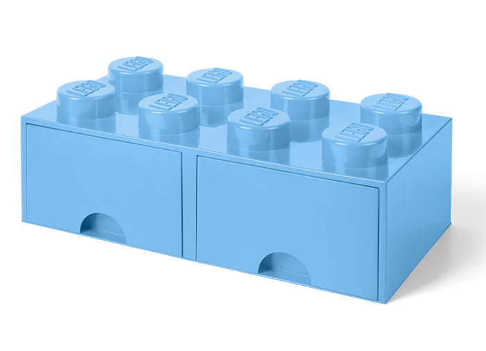 Cutie depozitare LEGO 2x4 cu sertare, albastru deschis