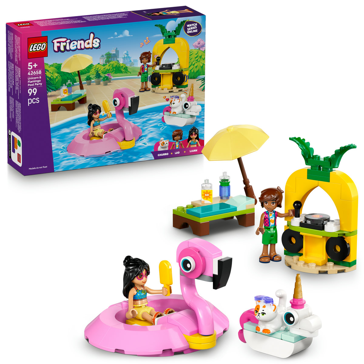 Petrecere la piscina cu unicornul si flamingo