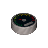 Placă netedă rotundă 1 X 1 decorată - turometru