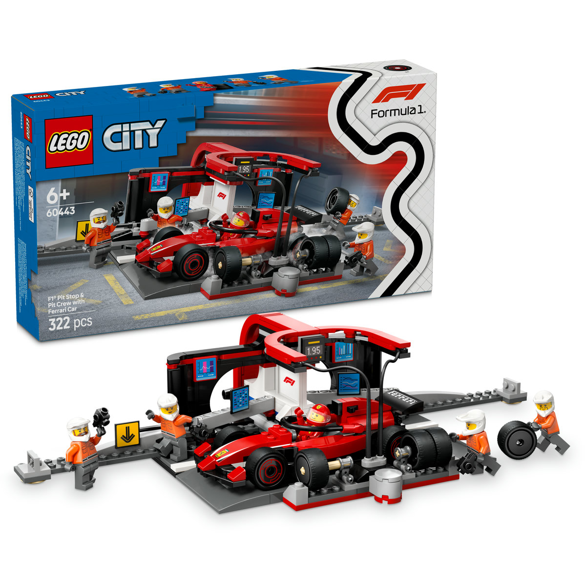 Boxa si mecanici F1 cu masina Ferrari