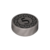 Placă netedă rotundă 1 X 1 decorată - moneda 5