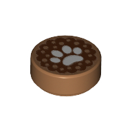 Placă rotundă 1 X 1 decorată - Urme animal