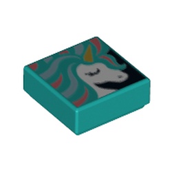 Placă netedă 1 X 1 decorată Unicorn