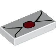 Placă netedă 1 X 2 decorată(scrisoare cu sigil ceară)
